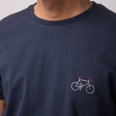 Navy bike round t-shirt cotton & - Arcy model - FAGUO